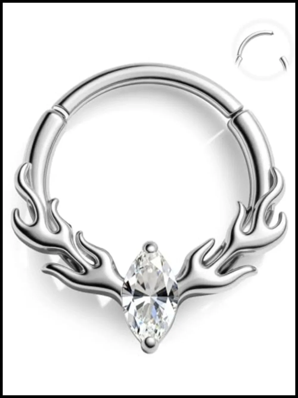 16G Surgical Steel Septum Ring Deer Antler Clicker Piercing Jewelry